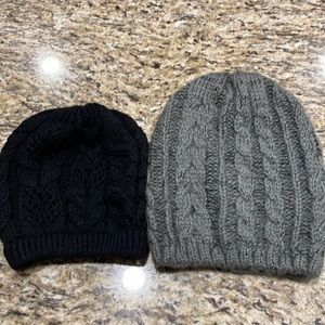 Grey and black knit hats